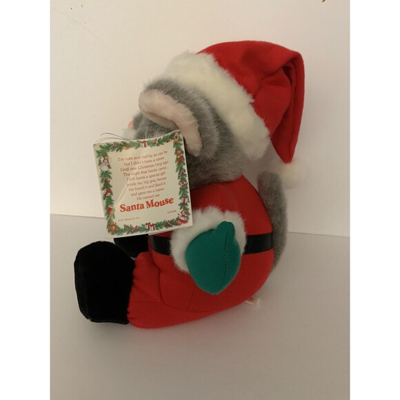 JC Penny Santa Claus Mouse Plush Christmas Stuffed Animal Hat 10” Vintage READ - Picture 6 of 15